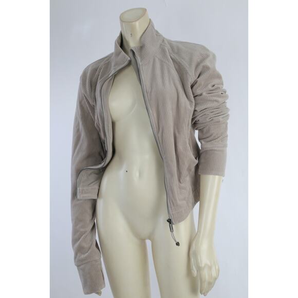 LULULEMON Beige Scuba Zip Up Track Jacket Size 10 - Picture 1 of 16